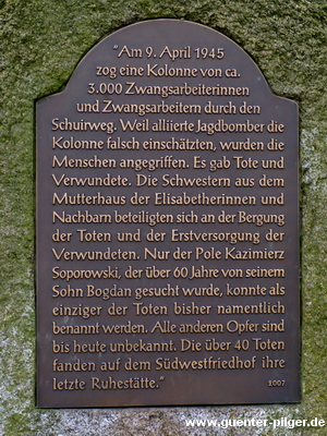 Denkstein – Fliegerangriff 9. April 1945 